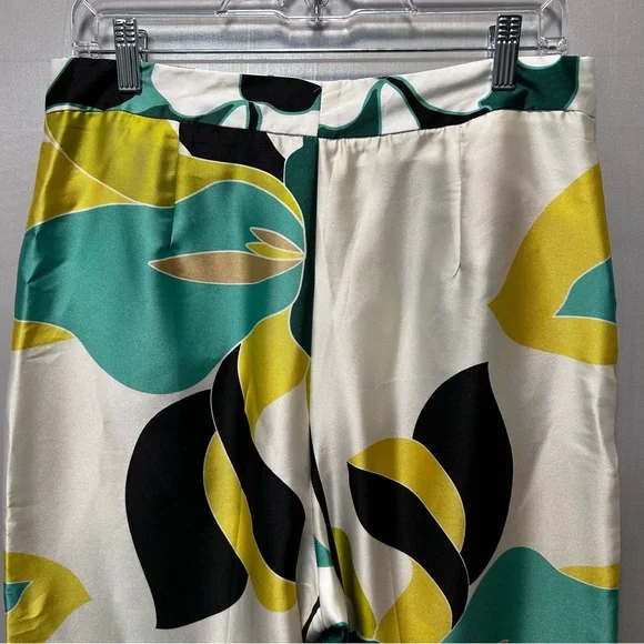 ZARA Womens High Waisted Wide Leg Satin Multicolor Abstract Print Pants SZ L NWT - Picture 5 of 6
